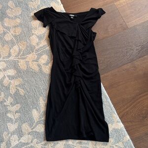 DKNY Black Ruffle Midi Dress